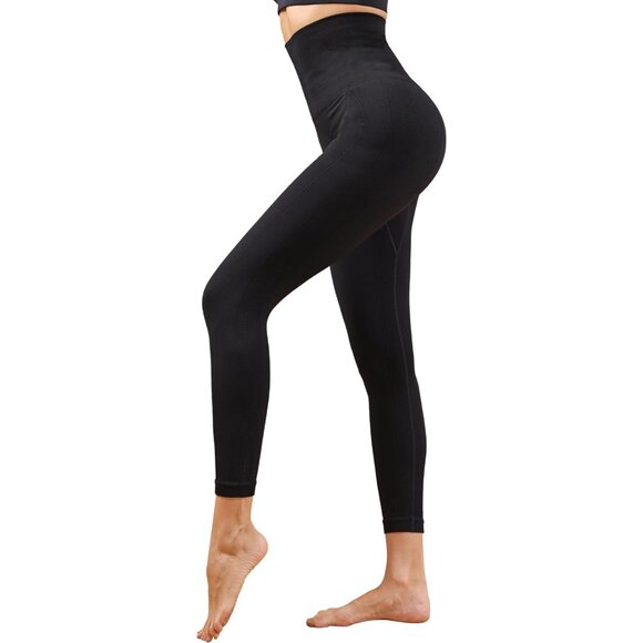 NWT Homma Activewear L Black Leggings High Waist Tummy Compression Slimming Body - Picture 2 of 12